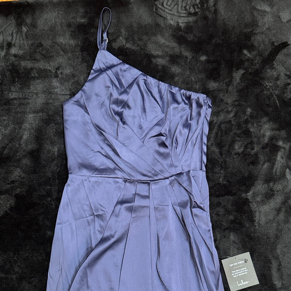 NWT Lulu's Elegant Navy One-Shoulder Dress - Picture 2 of 7